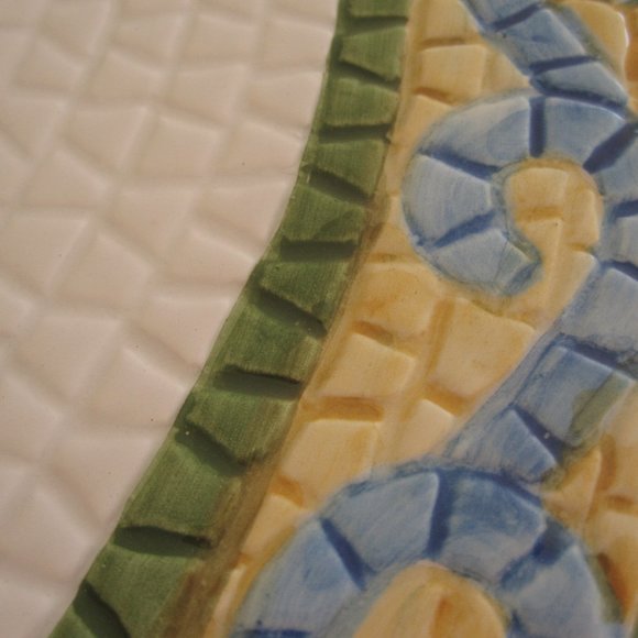 VTG 90s Mosaic Fruit Oval Serving Platter 18" Jay Import Co Cherries Figs Grapes - Picture 5 of 10